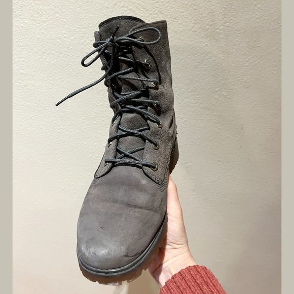 Grey Waterproof Fold-Down Boots - Leather - Timberland - Size 9 Women’s - Picture 9 of 12